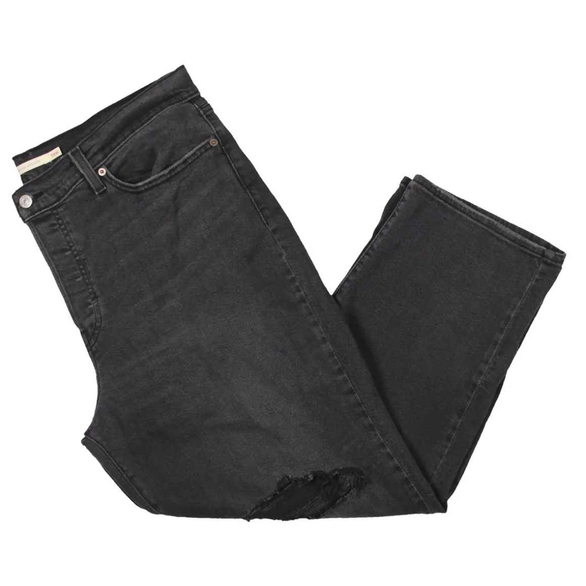 Plus Wedgie Distressed Dark Wash Straight Leg Jeans