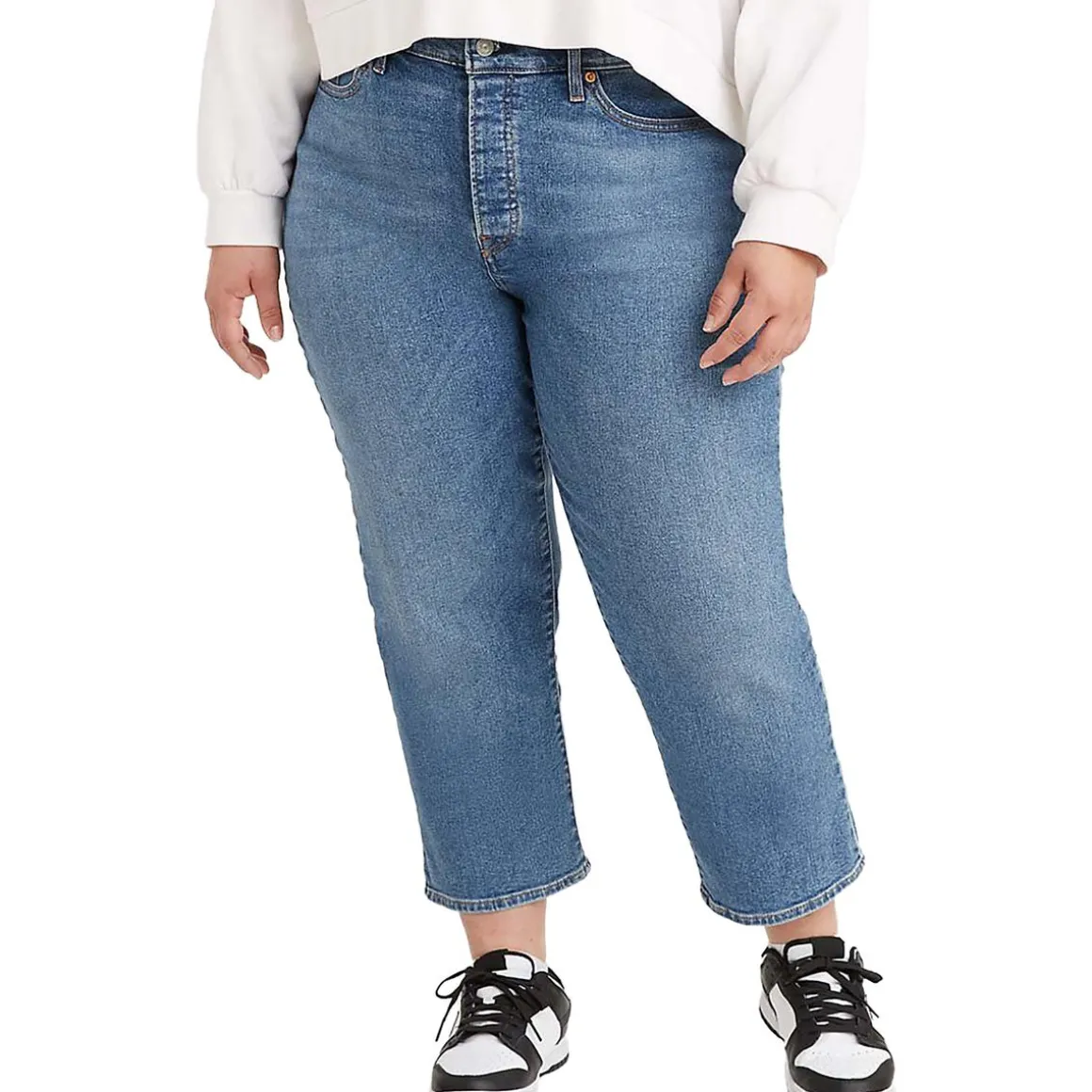 Plus Wedgie High Rise Medium Wash Straight Leg Jeans