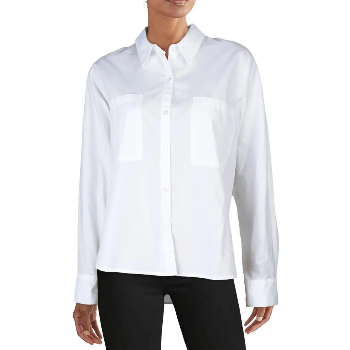Pocket Cotton Button-Down Top
