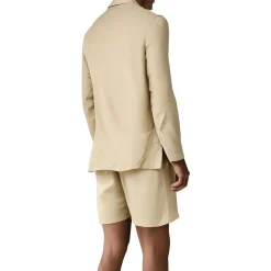 Pocket Linen Two-Button Blazer