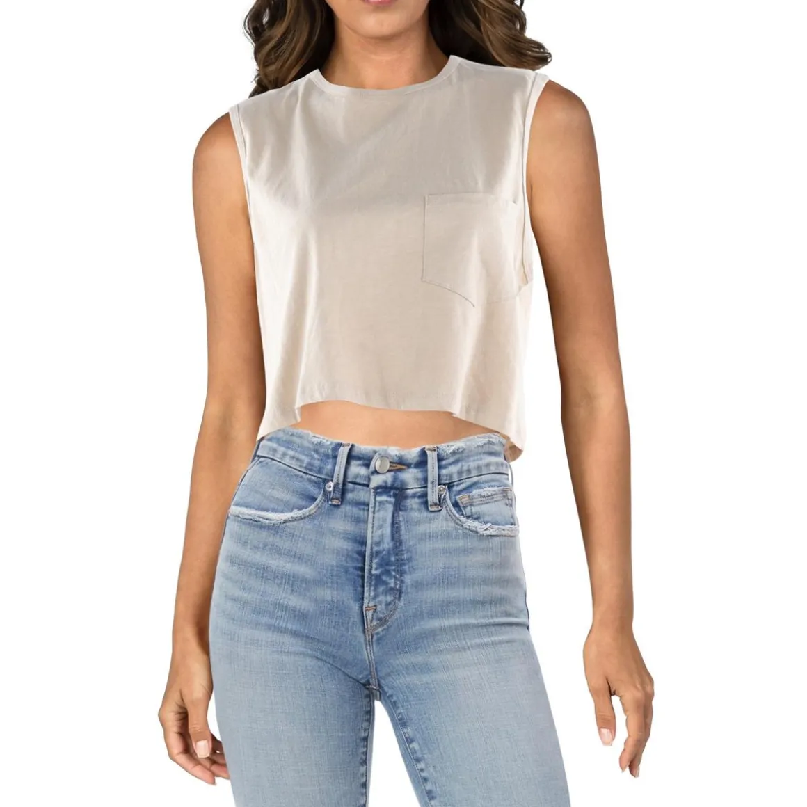 Pocket Wide Neck Cropped