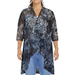 Printed Cardigan Open-Front Blazer