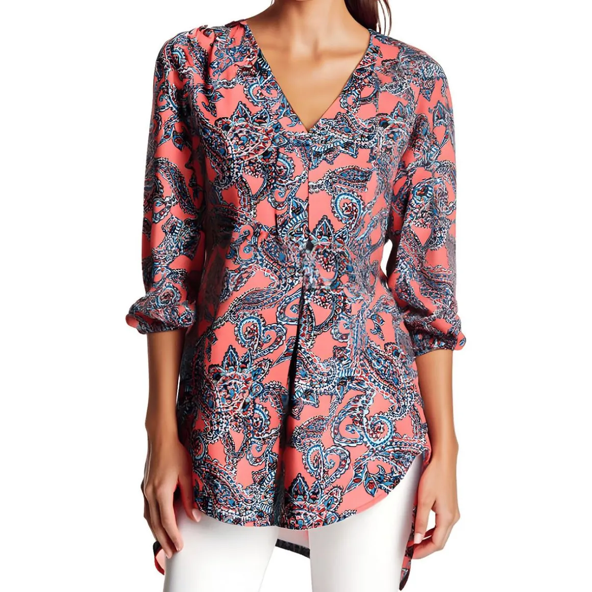 Printed Chiffon Tunic Top