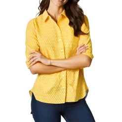 Printed Cotton Button-Down Top