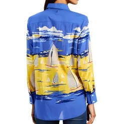 Printed Cotton Button-Down Top