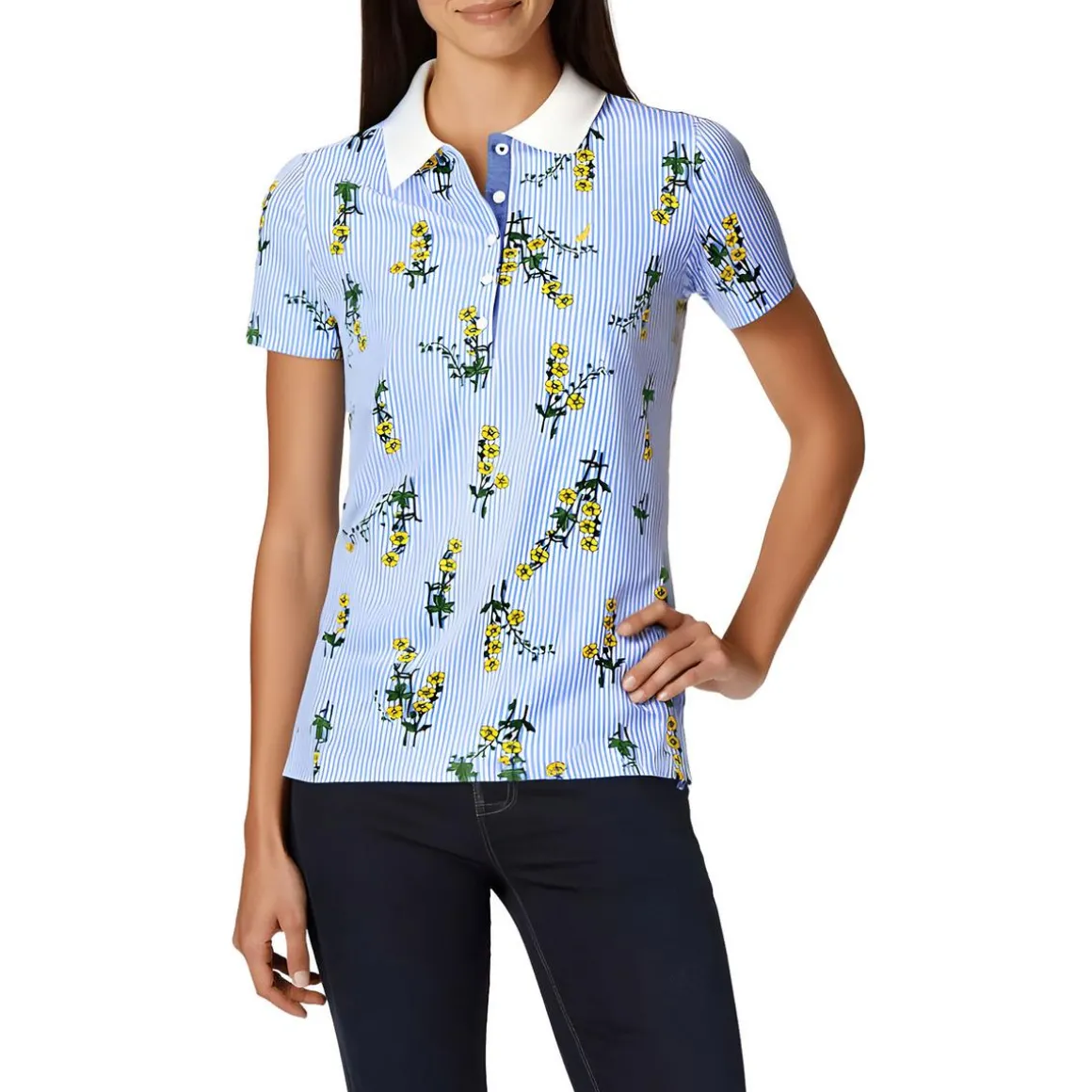 Printed Cotton Polo Top