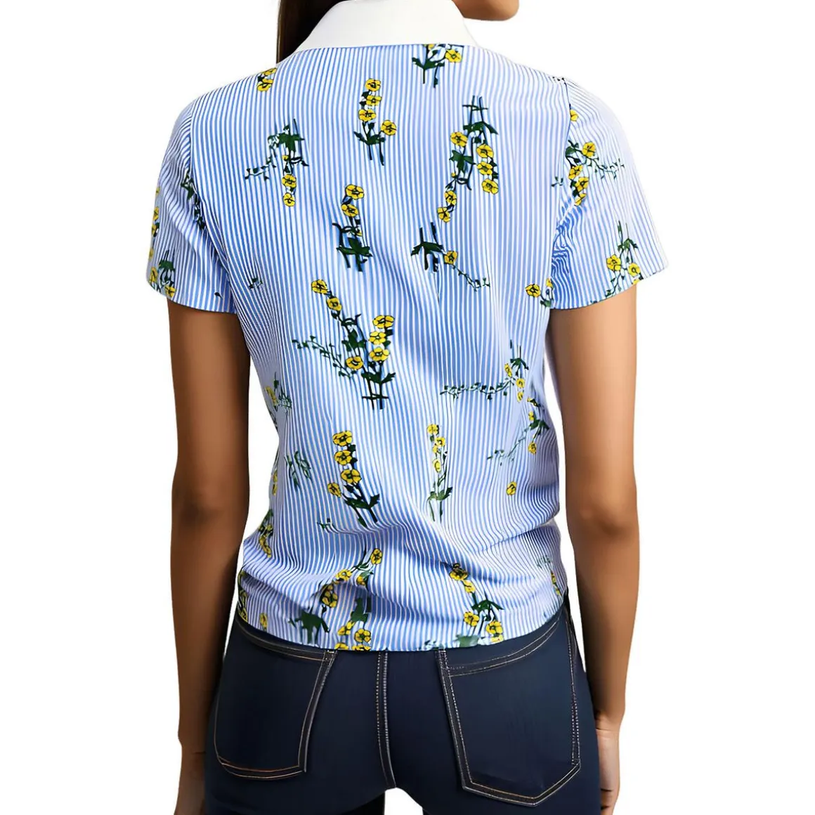 Printed Cotton Polo Top