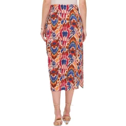 Printed Front-Tie Midi Skirt