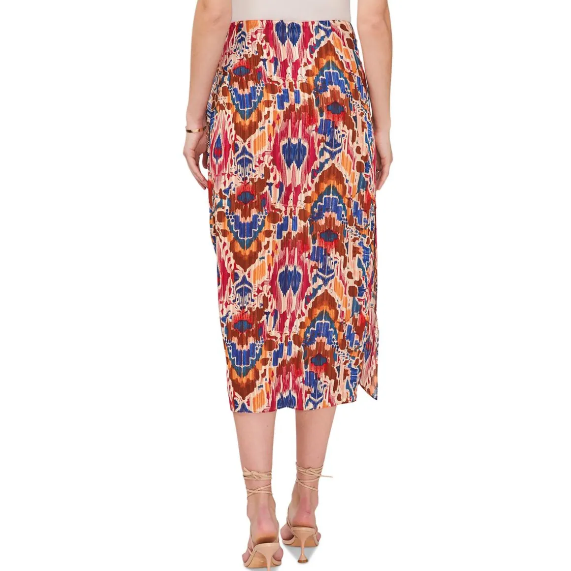 Printed Front-Tie Midi Skirt