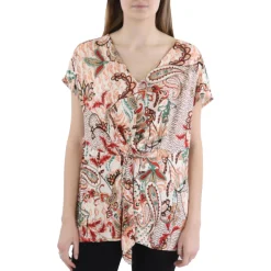 Printed Gathered Pullover Top