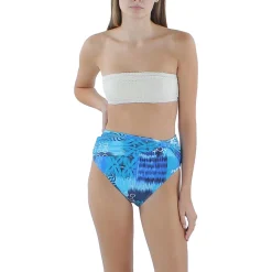 Printed High-Waisted Swim Bottom Separates