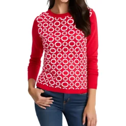 Printed Knit Crewneck Sweater