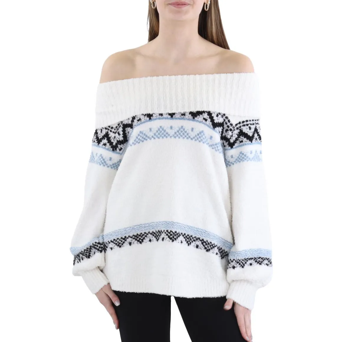 Printed Knit Mock Turtleneck Sweater