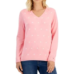 Printed Knit V-Neck Sweater