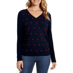 Printed Knit V-Neck Sweater