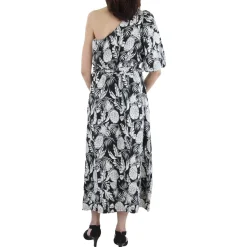 Printed Linen Midi Dress