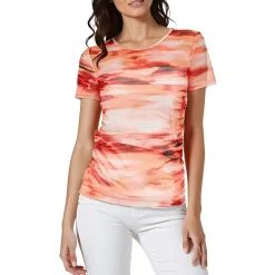 Printed Mesh Pullover Top