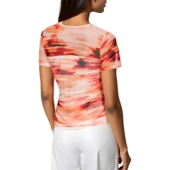 Printed Mesh Pullover Top