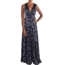 Printed Metallic Evening Dress