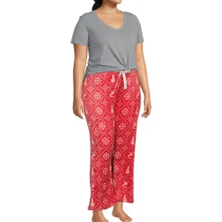 Printed Plush Straight Leg Lounge Pants
