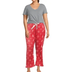 Printed Plush Straight Leg Lounge Pants