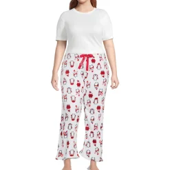 Printed Plush Straight Leg Lounge Pants