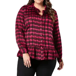 Printed Satin Button-Down Top
