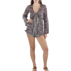 Printed Tie Front Romper