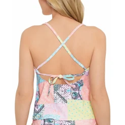Printed V-Wire Tankini Swim Top