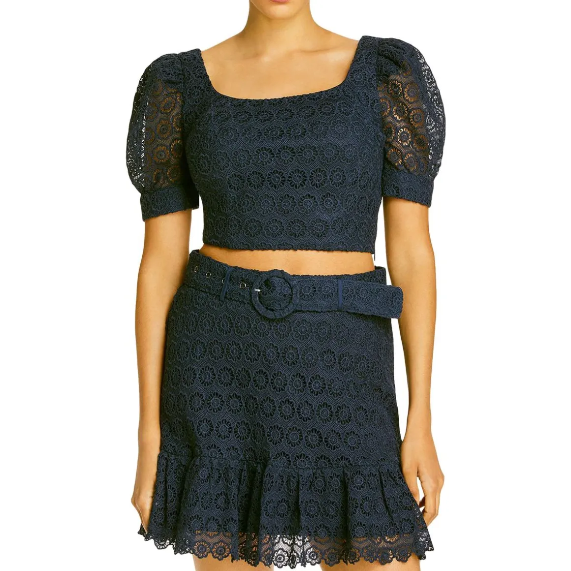 Puff Sleeve Lace Crop Top