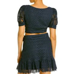 Puff Sleeve Lace Crop Top