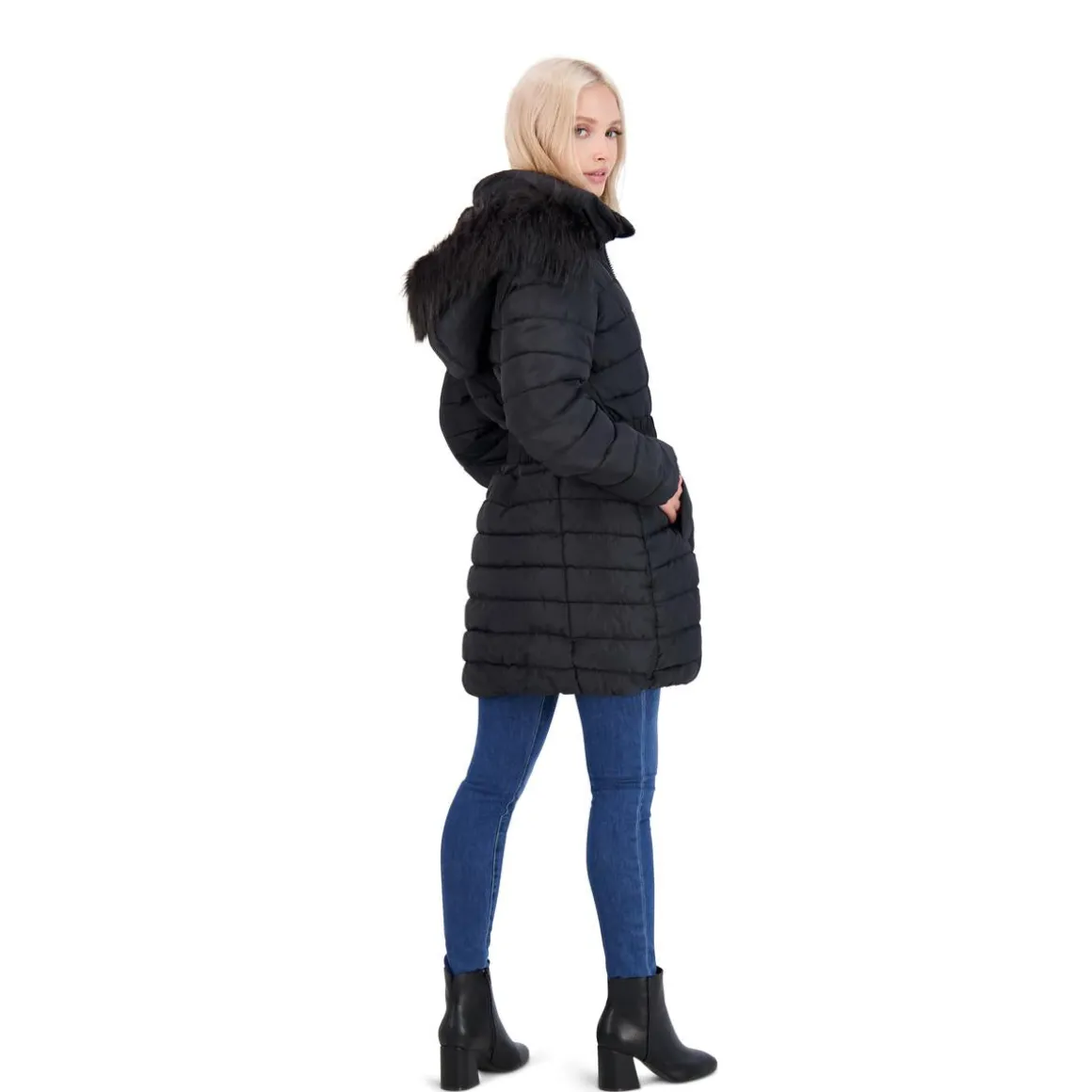Puffer Coat for Women - Mid-Length Quilted Warm Winter Jacket