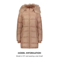 Puffer Coat For Women - Quilted Winter Coat w/ Faux Fur Hood