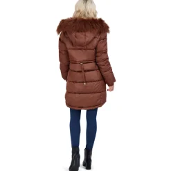 Puffer Coat For Women - Quilted Winter Coat w/ Faux Fur Hood