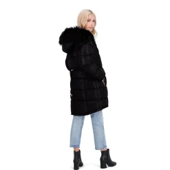 Puffer Coat For Women - Quilted Winter Coat w/ Faux Fur Hood