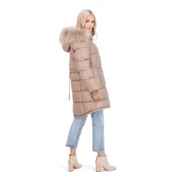 Puffer Coat For Women - Quilted Winter Coat w/ Faux Fur Hood