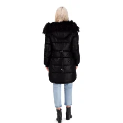 Puffer Coat For Women - Quilted Winter Coat w/ Faux Fur Hood