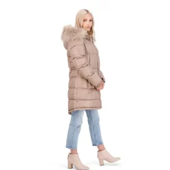 Puffer Coat For Women - Quilted Winter Coat w/ Faux Fur Hood
