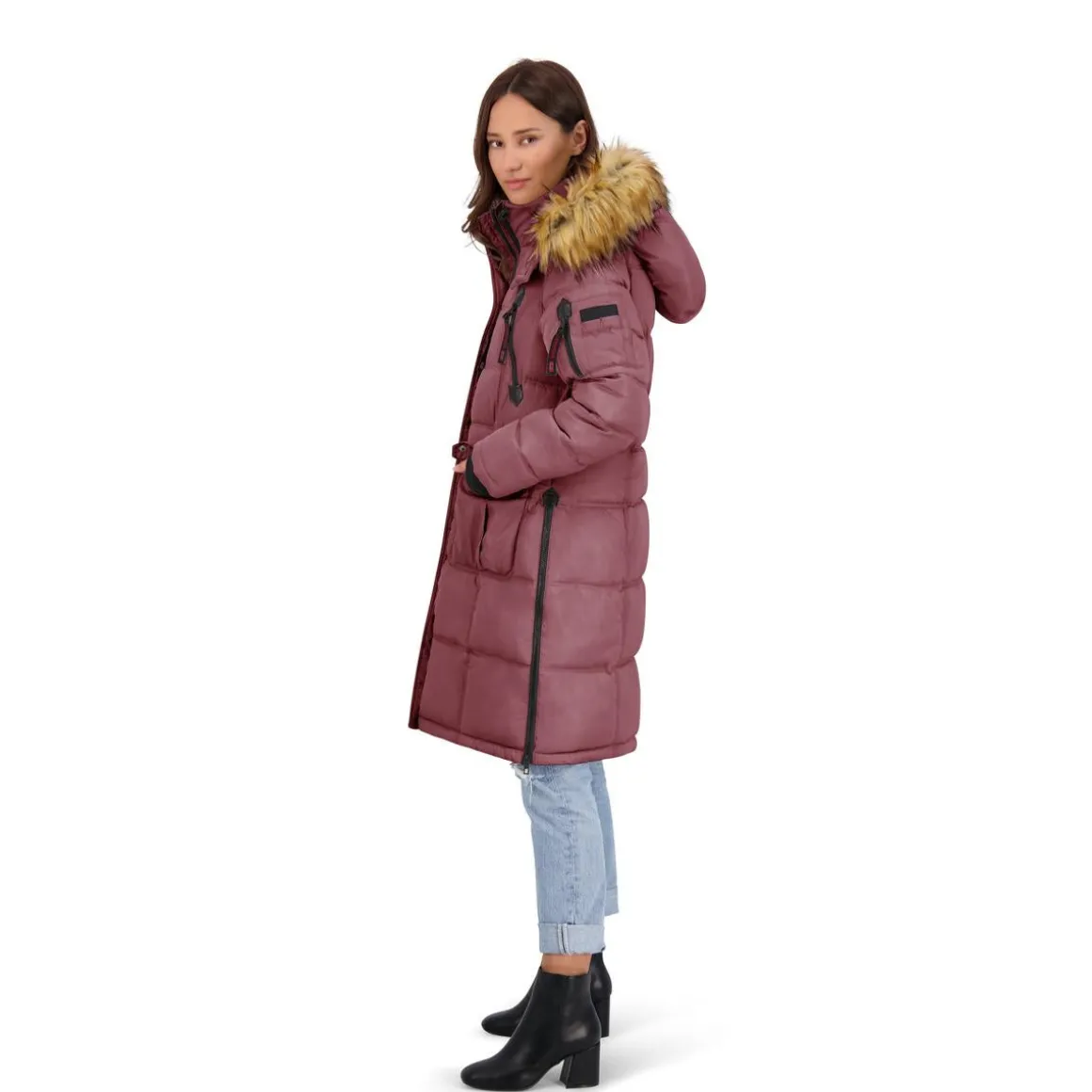 Puffer Coat for Women- Long Faux Fur Insulated Winter Jacket
