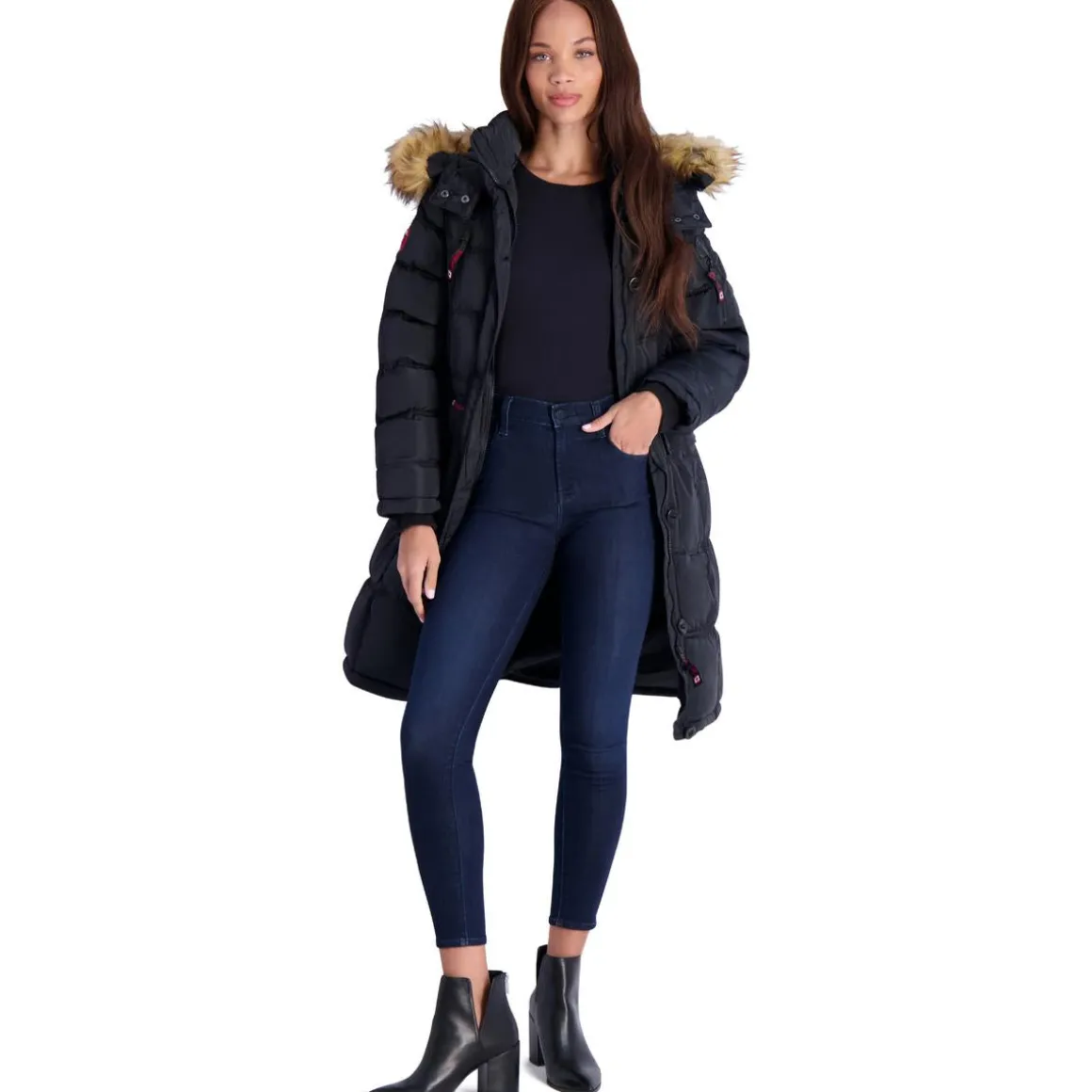 Puffer Coat for Women- Long Faux Fur Insulated Winter Jacket