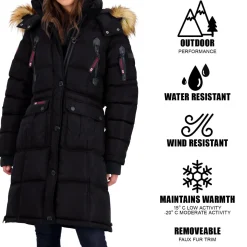 Puffer Coat for Women- Long Faux Fur Insulated Winter Jacket