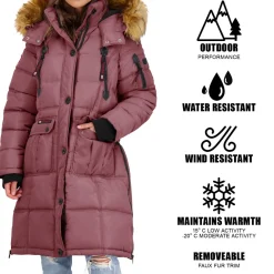 Puffer Coat for Women- Long Faux Fur Insulated Winter Jacket