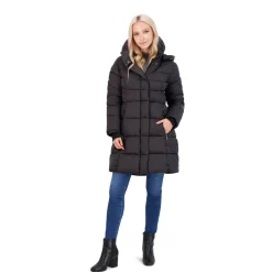 Puffer Coat for Women-Quilted Winter Jacket with Pillow Collar Hood