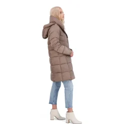 Puffer Coat for Women-Quilted Winter Jacket with Pillow Collar Hood
