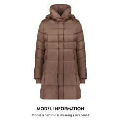 Puffer Coat for Women-Quilted Winter Jacket with Pillow Collar Hood