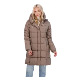 Puffer Coat for Women-Quilted Winter Jacket with Pillow Collar Hood