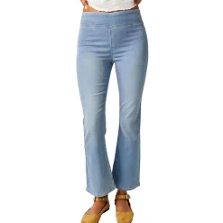 Pull On Cropped Straight Leg Jeans