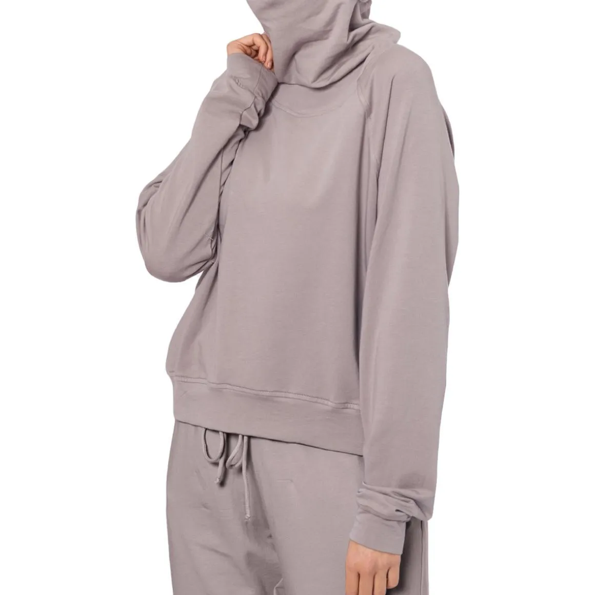 Pullover Built-In Mask Crewneck Sweater