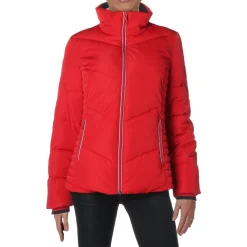 Quilted Chevron Hoodless Stand Collar Winter Puffer Coat