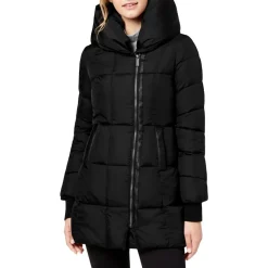 Quilted Mid-Length Winter Puffer Coat with Funnel Neck